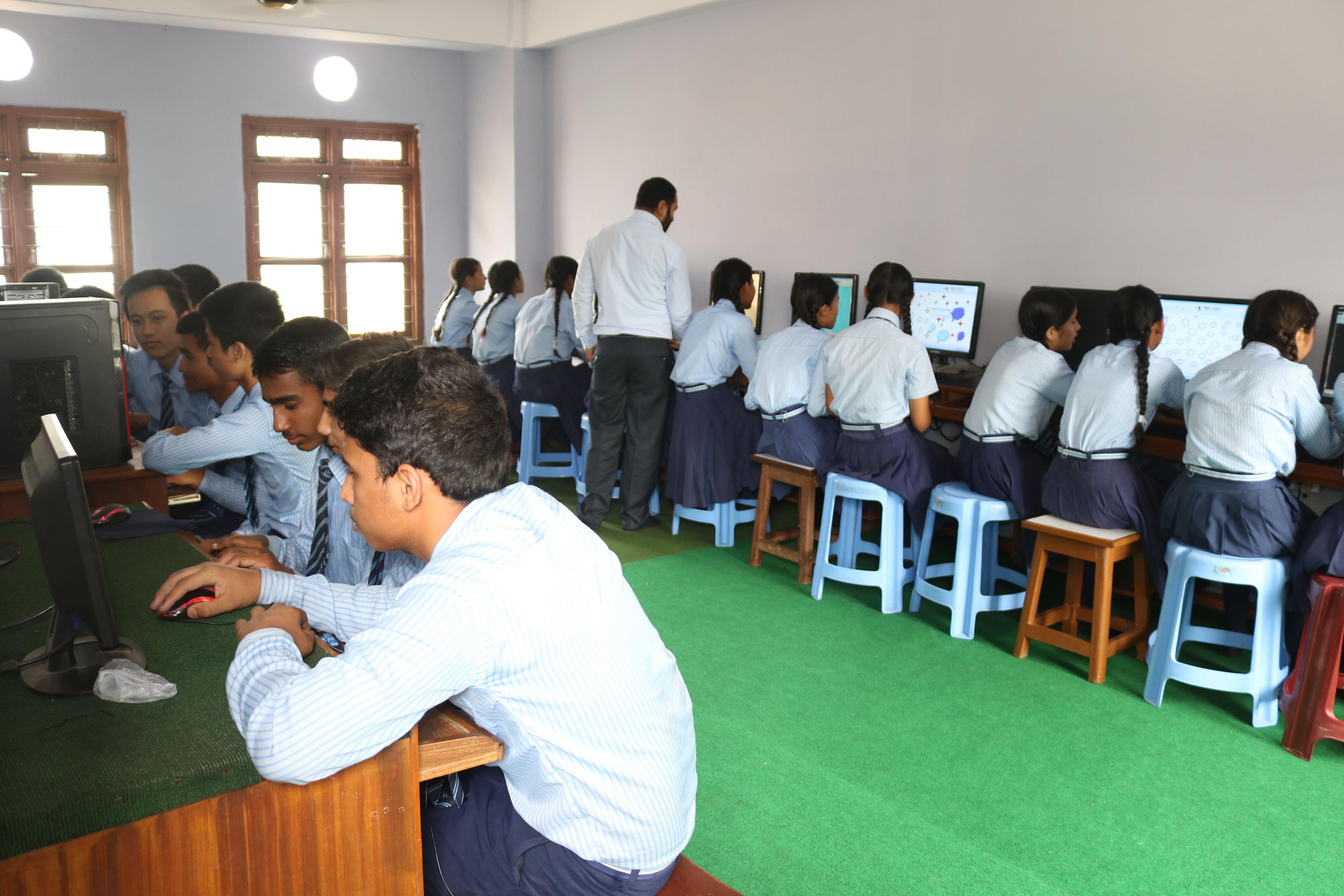 Students working in a mathematics classroom